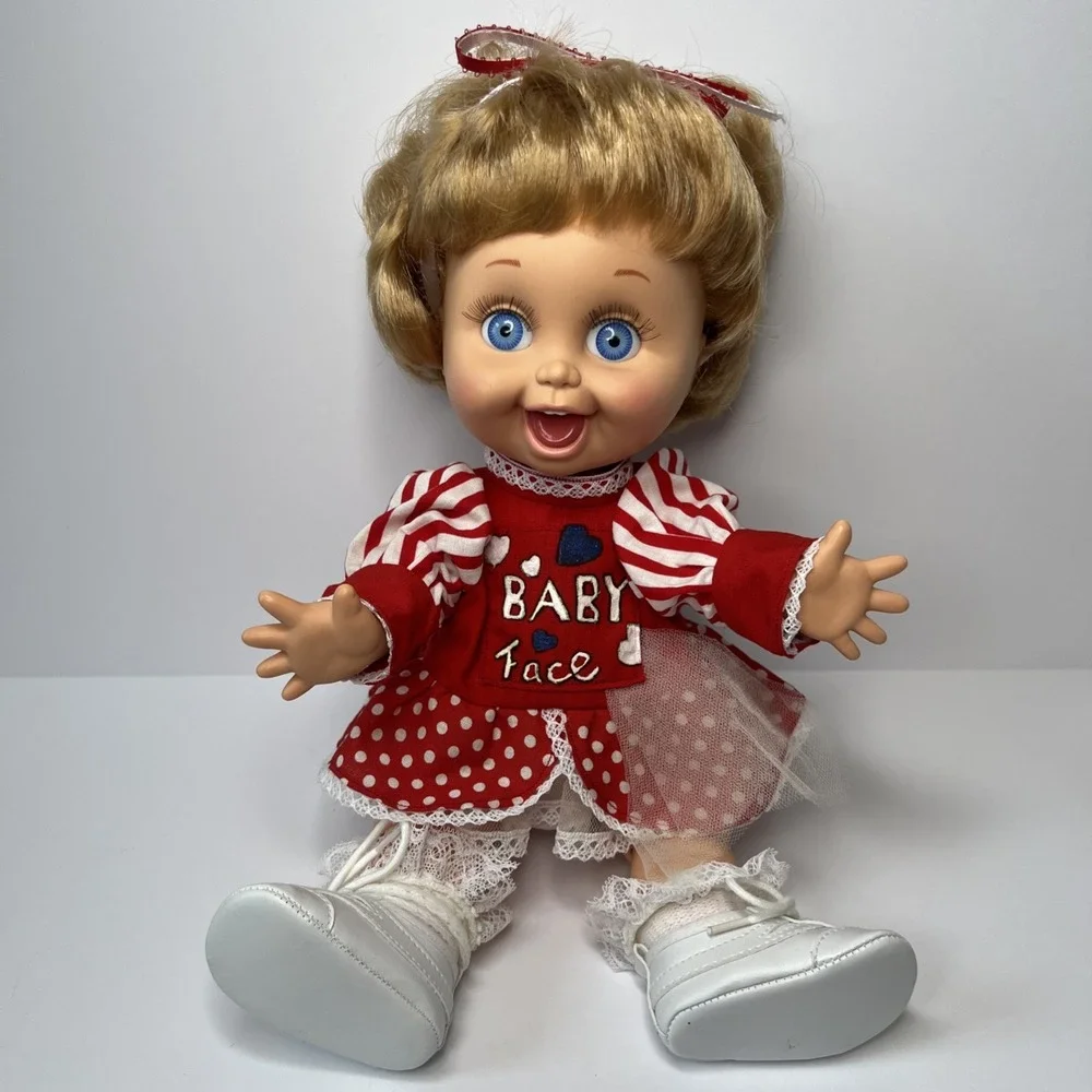 Vintage 1990 Galoob Baby Face So Playful Penny #10 Blue Eyes Red Outfit